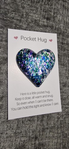 Heart shaped pocket hug - 'pocket, hug'