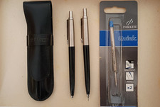 Parker Pen & Propelling Pencil in Black Case w/ 1 Pen Refill & Extra Lead