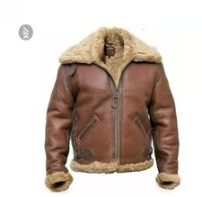 Men's Vintage Style Aviator B3 Bomber Leather Jacket Shearling Lining