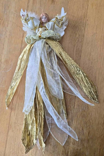 Gold white angel christmas - white,