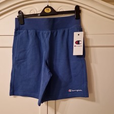 Champion Mens Small Script Logo Shorts Shield Blue Size S Bnwt