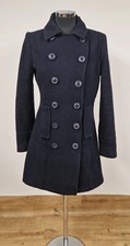 Superdry military coat small 8/10 double breast sequin collar Limited navy blue 