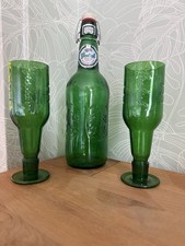 Grolsh 1.5 Litre Bottle With Spring Hinge And 2 X Grolsh Recycled Glasses Retro