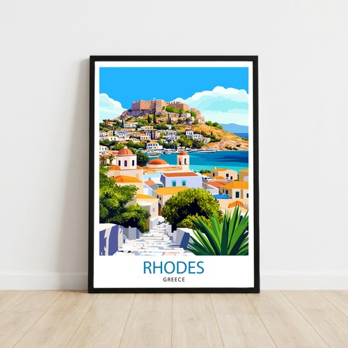 Rhodes greece travel poster - greece,