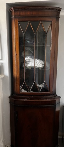 Dark wooden corner display - wooden,