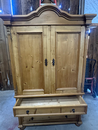 Antique pine wardrobe armoire - pine, wardrobe/armoire