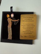 BUTLER & WILSON DANCING COUPLE BROOCH NEW IN BOX GOLD LTD EDITION WITH CERT