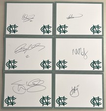 6 Signed Nottinghamshire County Cricket Cards- Ahmed, Haynes, Mullaney etc 