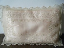 Antique Boudoir Pillow hand done lace w embroidery  linen  voile gorgeous piece