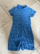 Jaded London Playsuit TOWELLING Romper Size Blue Velour Size 8