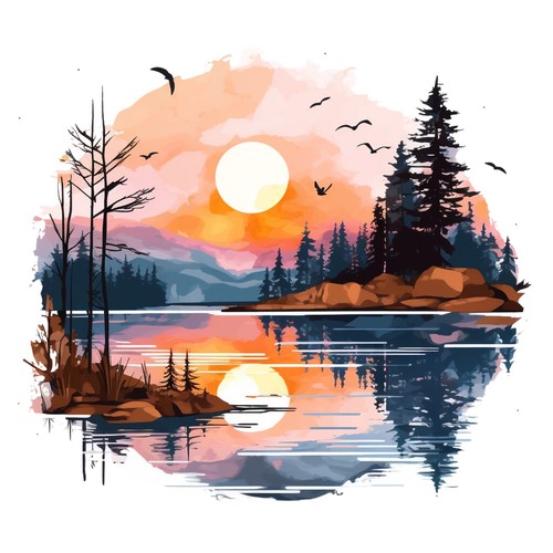 Stickers sunset lake - stickers,