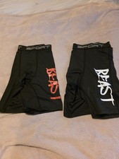 2 x Men's Lycra Cycling Gym Shorts Medium Black