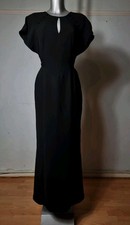 OSSIE CLARK LONDON DESIGNER UK 12 EU 40 WOMENS BLACK MAXI SMART DRESS VINTAGE