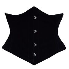 Velvet Corset Steel Boned Waist Training Womens Underbust Waspie Black Corset