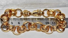 SOLID 9CT YELLOW GOLD ON SILVER 9 INCH HEAVY MEN'S BELCHER BRACELET ~