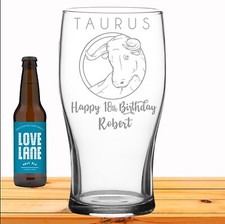 Personalised Engraved Pint Glass Gift Birthday Present 18th 30th 40th 50th 60th
