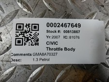 HONDA CIVIC THROTTLE BODY 1.3L