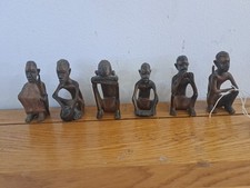 Vintage Tribal Hand Carved Folk Art - West African Figures X 6 -Stylish Pieces