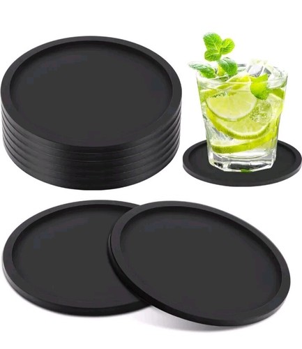 6pc set round black silicone - round,