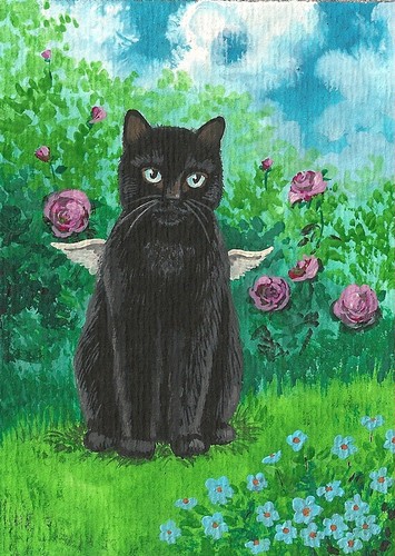 Print aceo painting black - of,