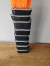 8x  Maggot  / Bait Boxes & Guru pellet Strainer. Match, coarse, carp fishing