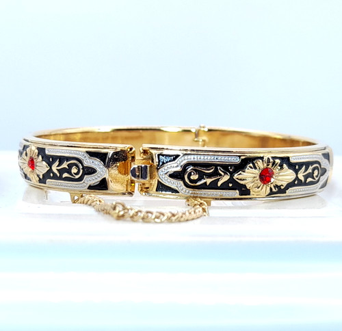 Vintage faux damascene bangle - faux,