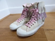 F-Troupe cream pink suede fringed high tops trainers sneakers 39 6 VGC