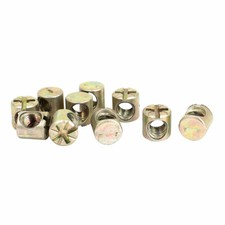 10 Pcs M6 Metal Cross Head Dowel Barrel Nuts Chair Bed Cot Bolts 10mm Length
