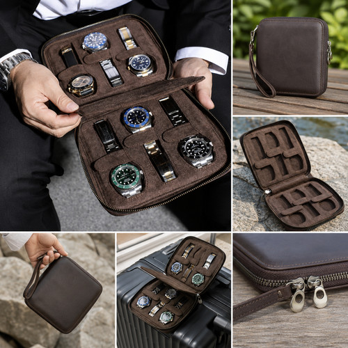 Genuine leather zipper watch - leather,