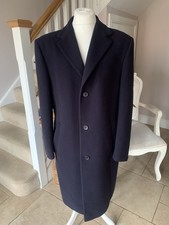 MOSS Men's Long Formal Occasion Navy Coat Wool & Cashmere  Fits 44R