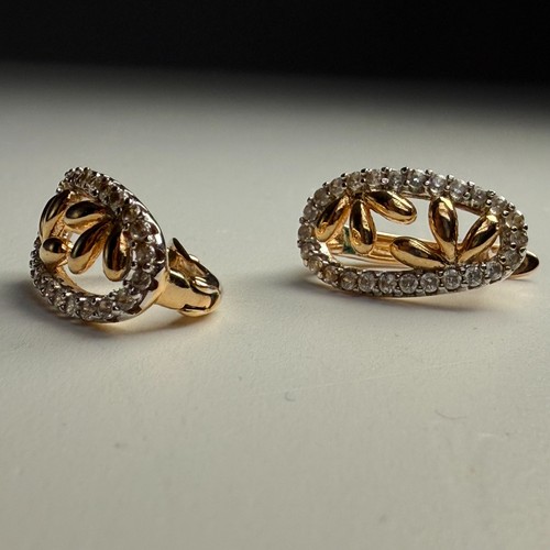 Earrings gold tone rhinestone - earrings,