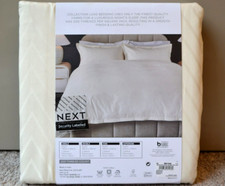 NEXT SUPER KING DUVET COVER LUXE CREAM CHEVRON 100% COTTON SATEEN BEDSET 305