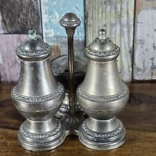 Ian Heath Silver plated Cruet Salt Pepper  Mustard Set on Original Stand 