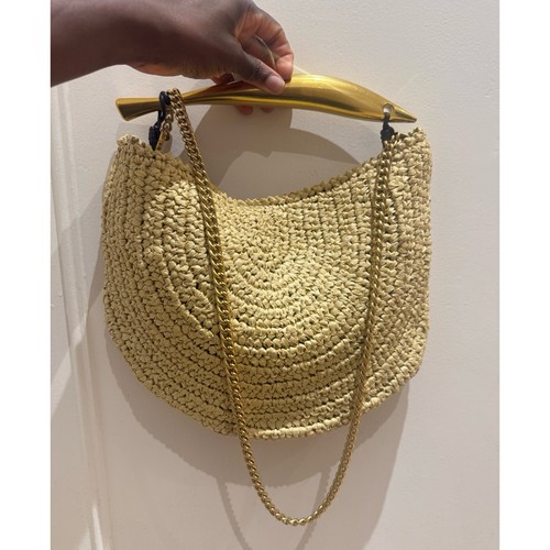 Raffia beige handbag - raffia,