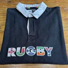 Vintage Cotton Traders Rugby Polo Shirt Black Short Sleeve Collared Size 3XL
