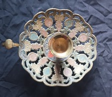 Vintage  Painted Brass Chamber Candlestick Holder 13cm Diameter Approx