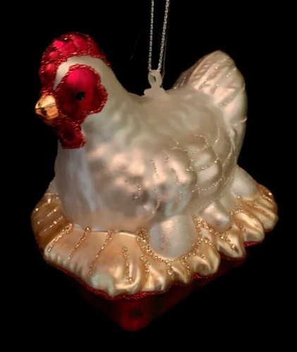 Blown glass chicken - blown, laying