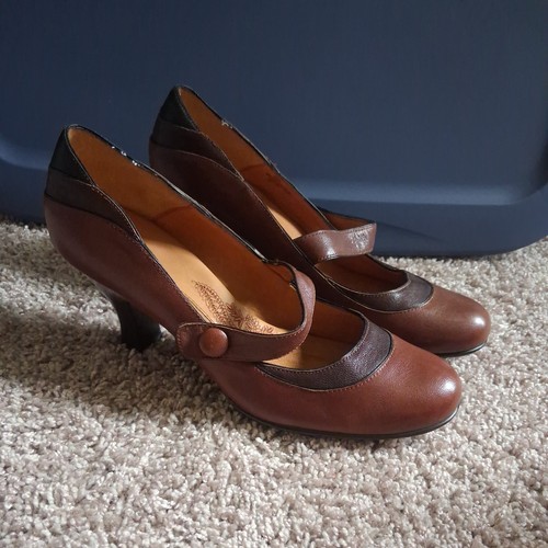 Sofft brown leather mary jane - leather,