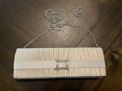 Ivory satin convertible clutch - ivory,