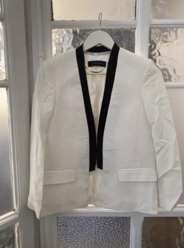 Zara blazer white with black - blazer,