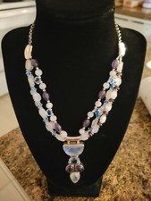 Dream stonz  Rainbow moon Stone Blue  Topez  and Amethyst  Stone  925 Silver 