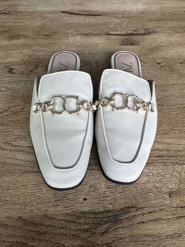 Zara leather cream mule - leather,