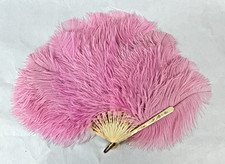 Vintage Rose Pink, Ostrich Feather, Handheld Fan
