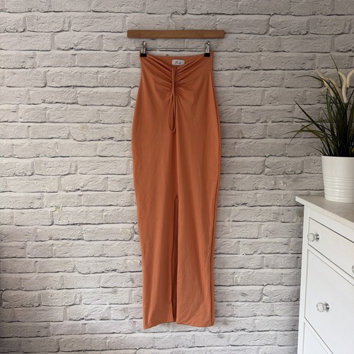 Orange cinched waist - cinched, maxi