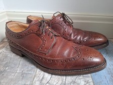 Barker Calvay Brown Grain Leather Smart Longwing Brogue Shoes Size UK 10 F