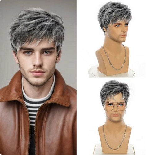 Men grey white synthetic - men's, grey‑white
