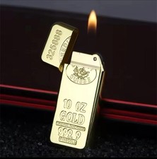 Gas Lighter Shiny Golden Grinding Wheel Refill Butane Creative Ultra-thin Mini 