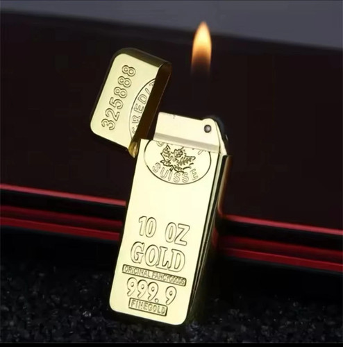 Gas lighter shiny golden - gas,
