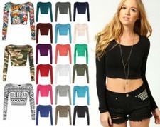 New Womens Crop Top Long