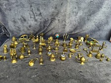Huge Mixed Lot of Miniature Brass Dolls House Items Clocks Weights Globe Pans
